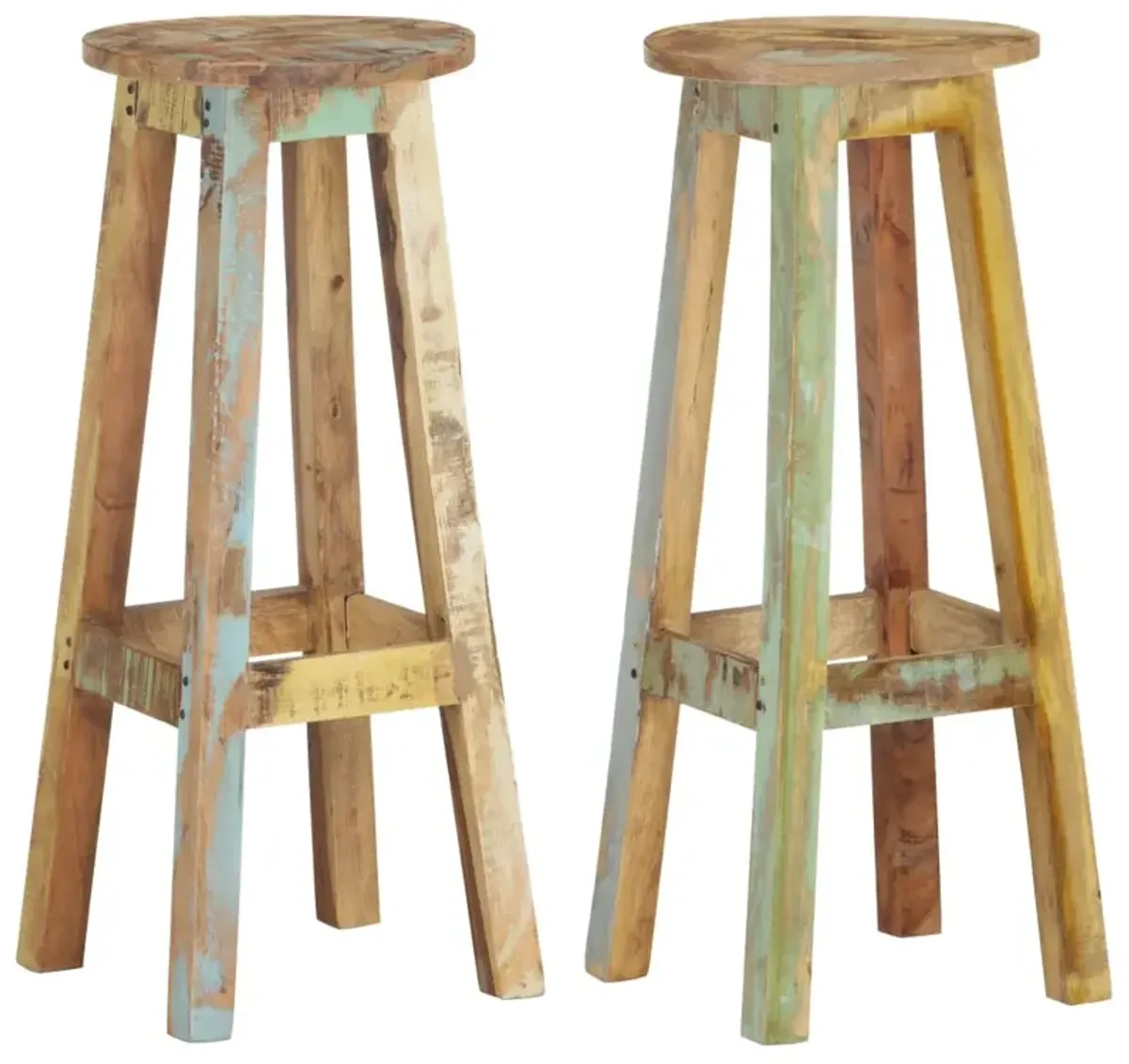 vidaXL Bar Stools 2 pcs Solid Reclaimed Wood
