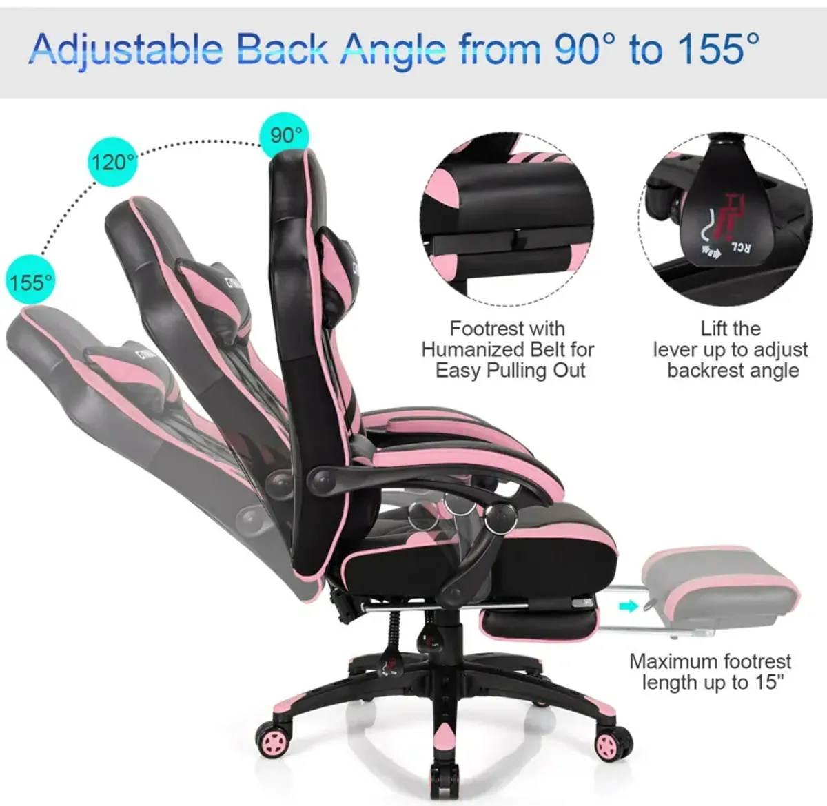 Costway Office Computer Desk Chair Gaming Chair Adjustable Swivel