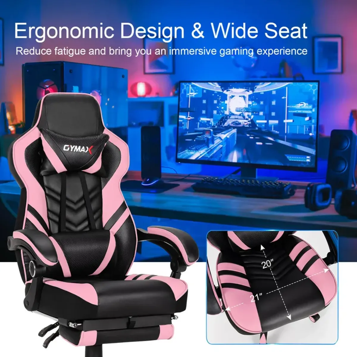 Costway Office Computer Desk Chair Gaming Chair Adjustable Swivel