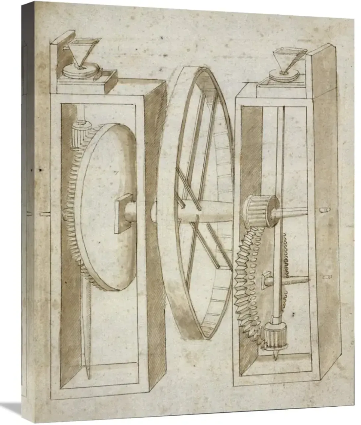 Two mills with wheel between-Canvas Art-22x28