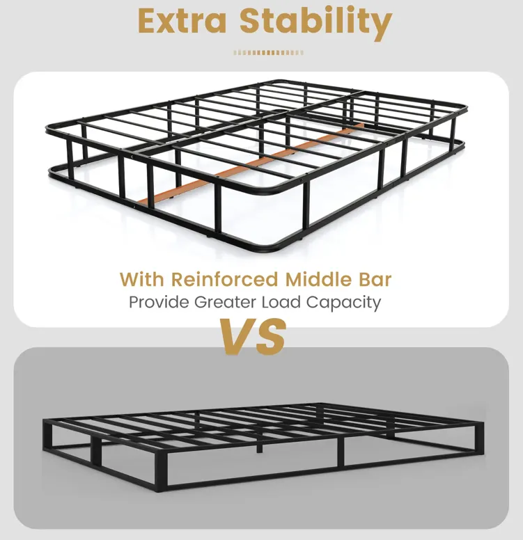 Queen Size Bed Frame with Metal Slat Support