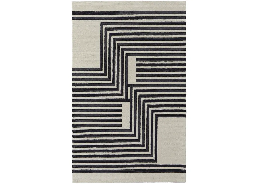 Maguire 8900F Gray/Ivory/Black 5' x 8' Rug