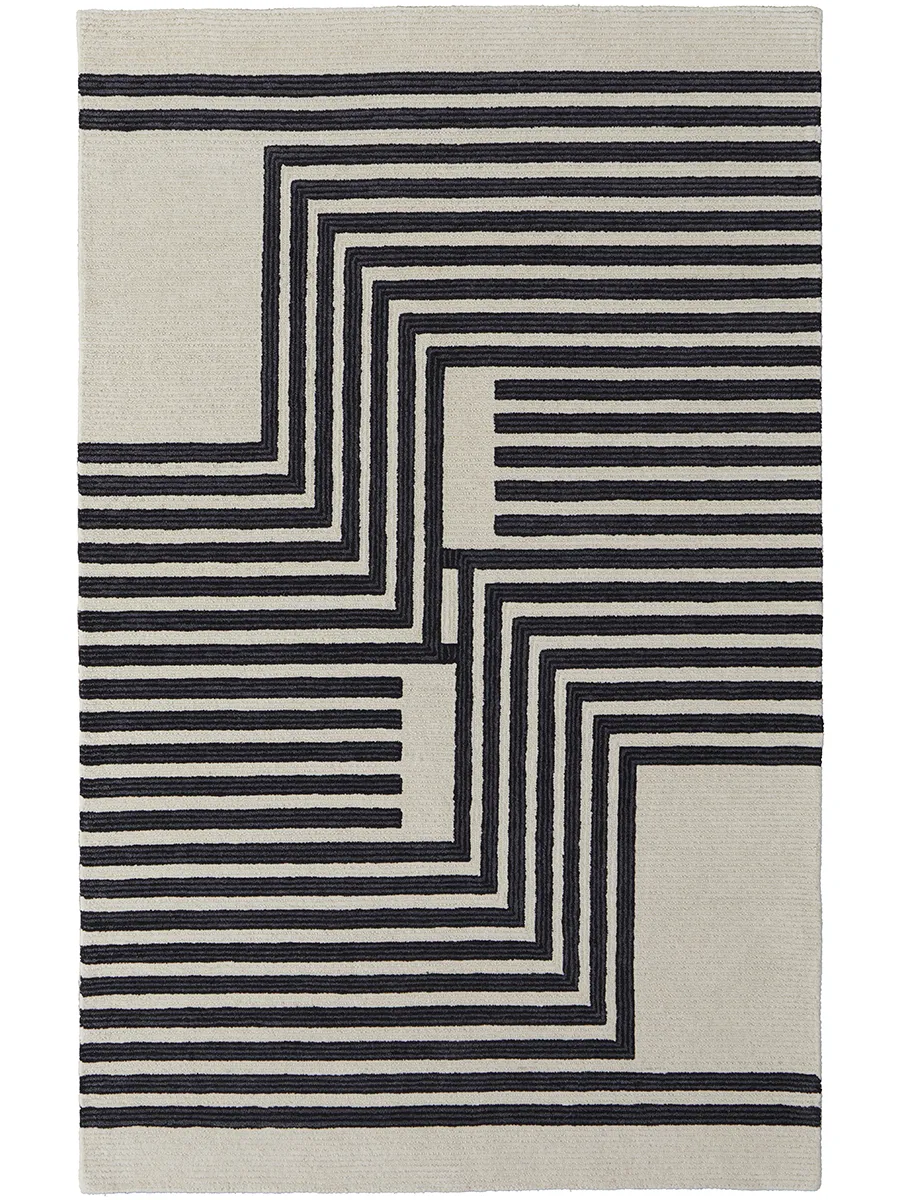 Maguire 8900F Gray/Ivory/Black 5' x 8' Rug