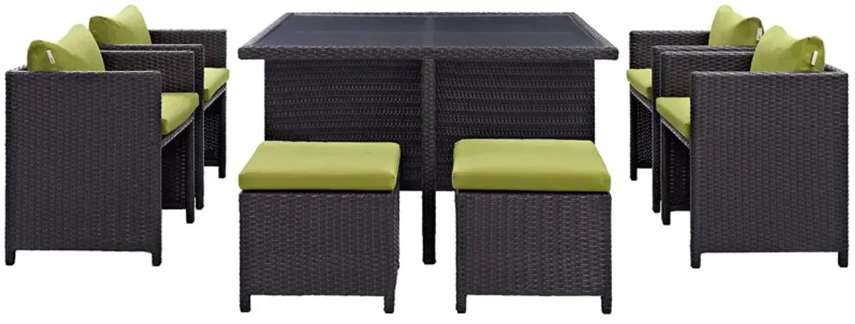 Inverse 9 Piece Outdoor Patio Dining Set - Espresso Peridot