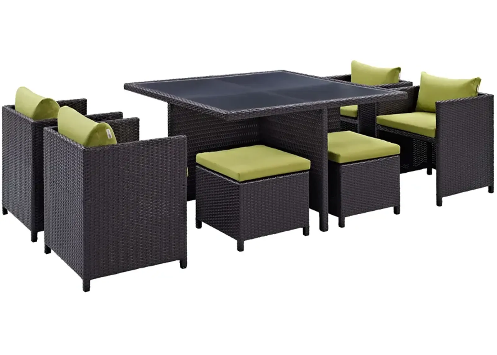 Inverse 9 Piece Outdoor Patio Dining Set - Espresso Peridot