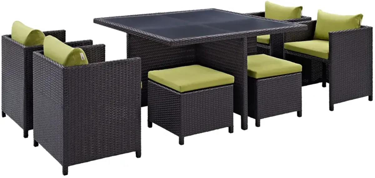 Inverse 9 Piece Outdoor Patio Dining Set - Espresso Peridot