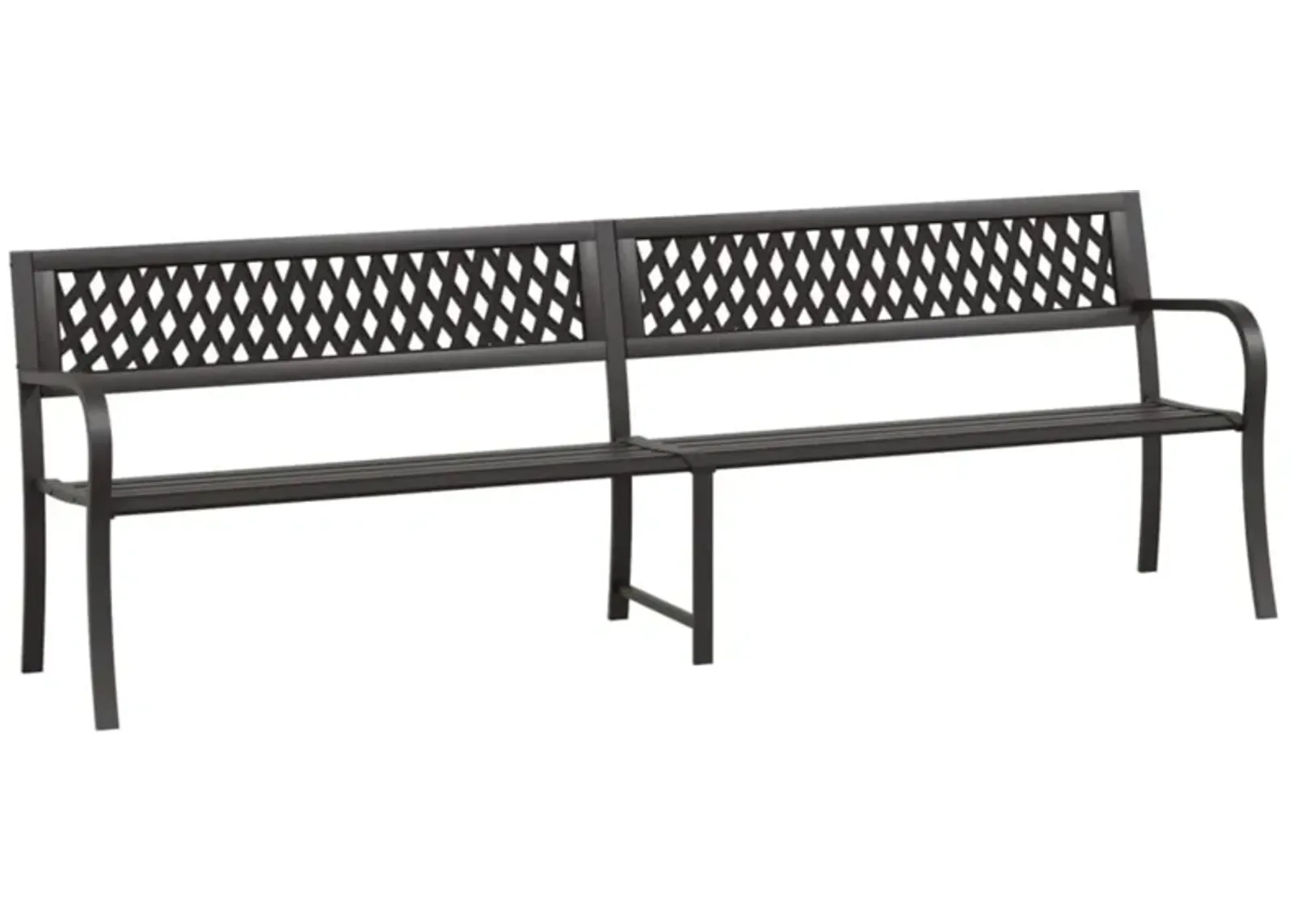 vidaXL Steel Twin Patio Bench, Outdoor Garden Seating, Lattice-Patterned Plastic Backrest, Weather-Resistant, Black, 96.9" Length, Assembly Required