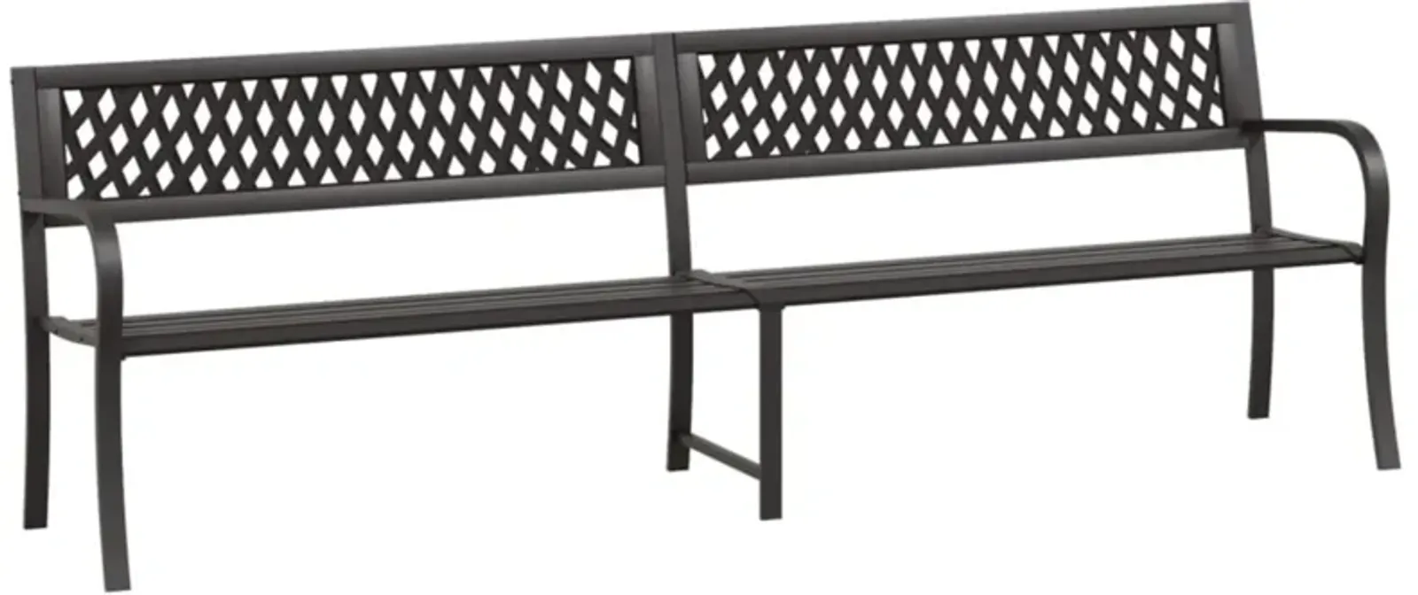 vidaXL Steel Twin Patio Bench, Outdoor Garden Seating, Lattice-Patterned Plastic Backrest, Weather-Resistant, Black, 96.9" Length, Assembly Required