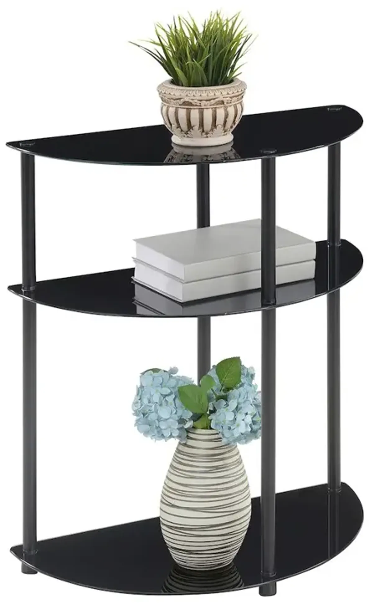 Convenience Concepts Designs2Go Classic Glass 3 Tier Half-Circle Entryway Hall Table