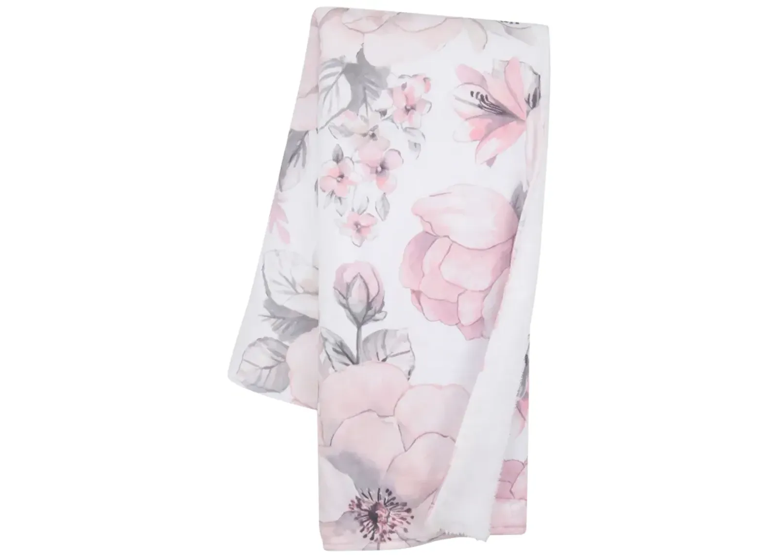 Lambs & Ivy Botanical Baby Watercolor Floral Pink Fleece Baby Blanket