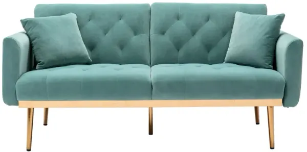 Velvet Accent Sofa with Rose Gold Metal Feet