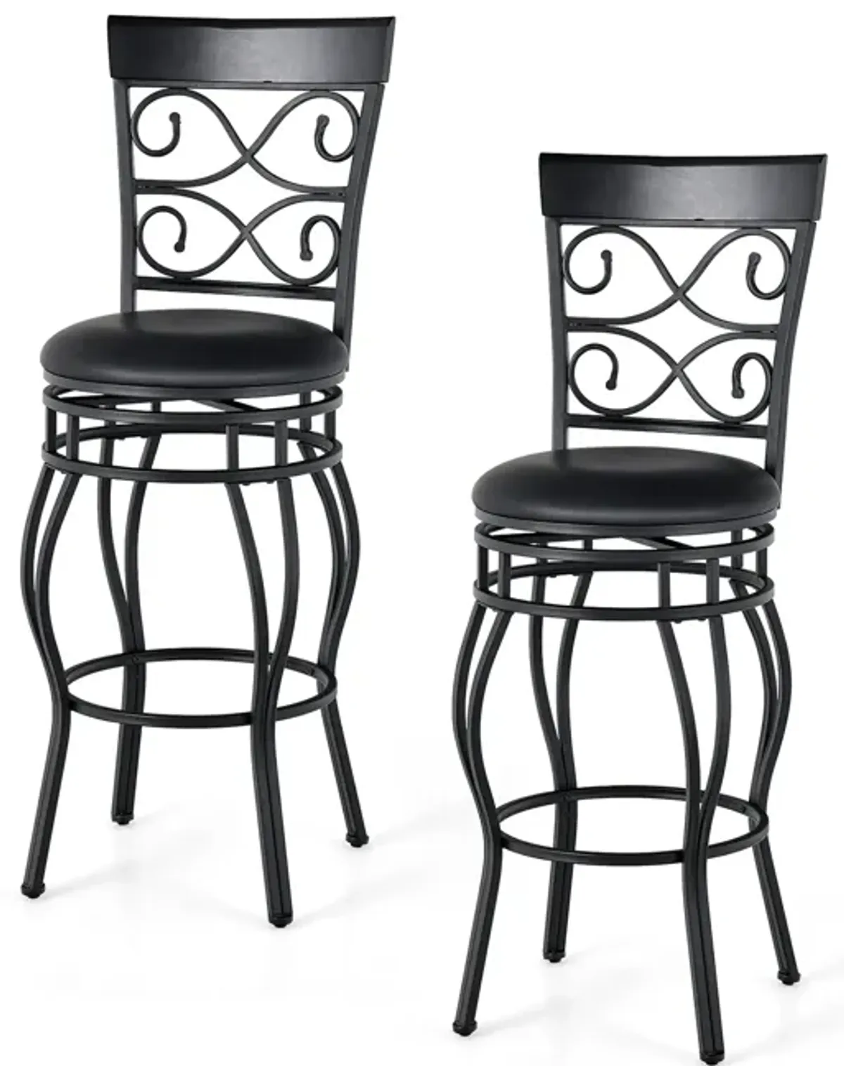 Set of 2 30 Inch Bar Stool with Backrest and Footrest