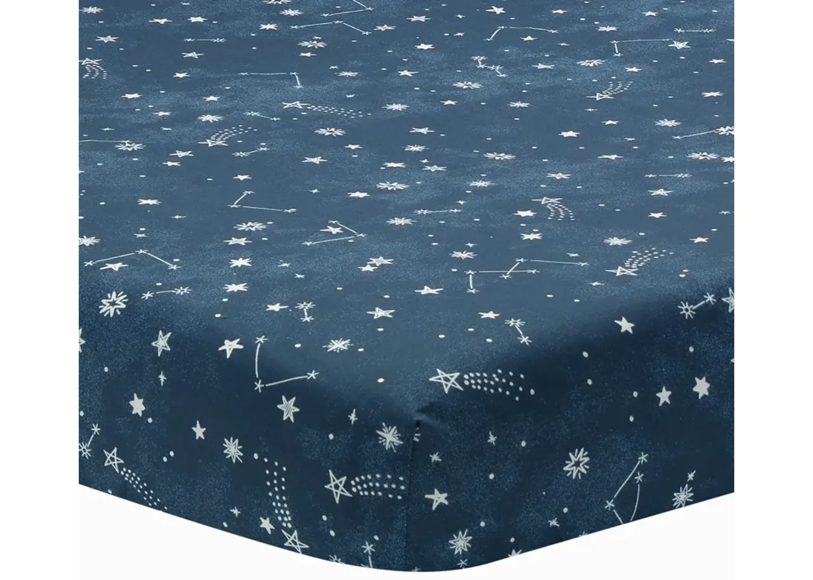 Lambs & Ivy Sky Rocket Blue Stars/Galaxy/Space 100% Cotton Fitted Crib Sheet