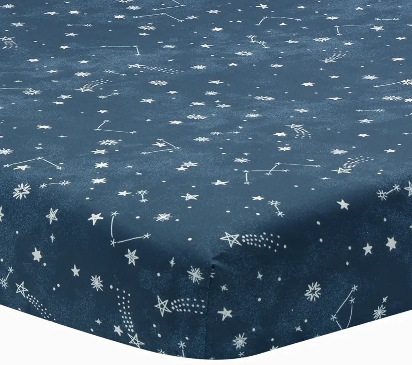 Lambs & Ivy Sky Rocket Blue Stars/Galaxy/Space 100% Cotton Fitted Crib Sheet