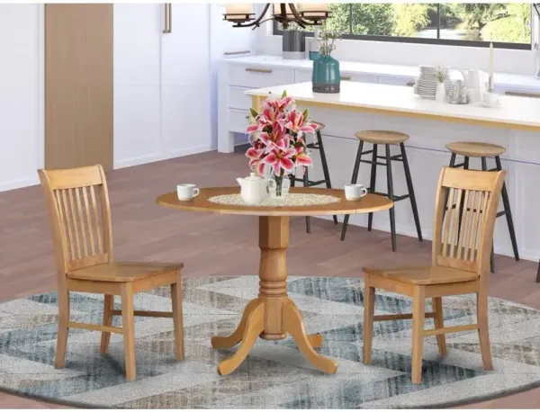 3 Pc Kitchen nook Dining set-round Kitchen Table plus 2 dinette Chairs