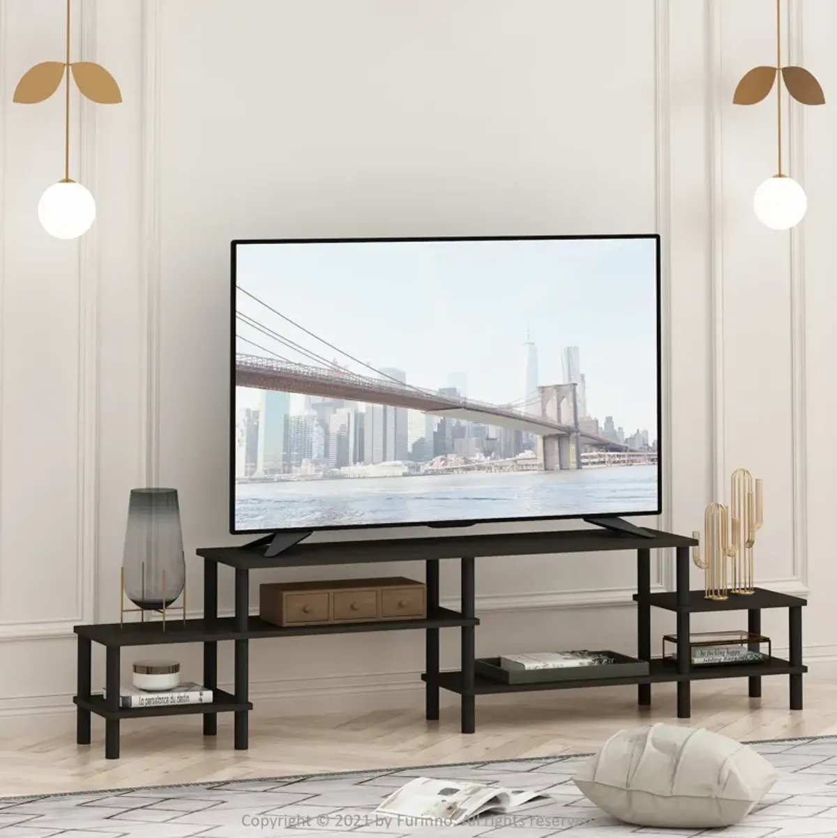 Furinno Furinno Turn-N-Tube Grand Entertainment Center for TV up to 80 Inch, Espresso/Black