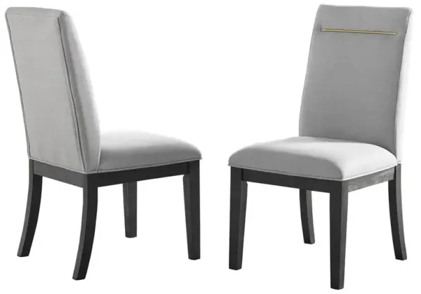 Yves Rubbed Charcoal Parsons Chairs with Live Smart Fabric and Gold Accents