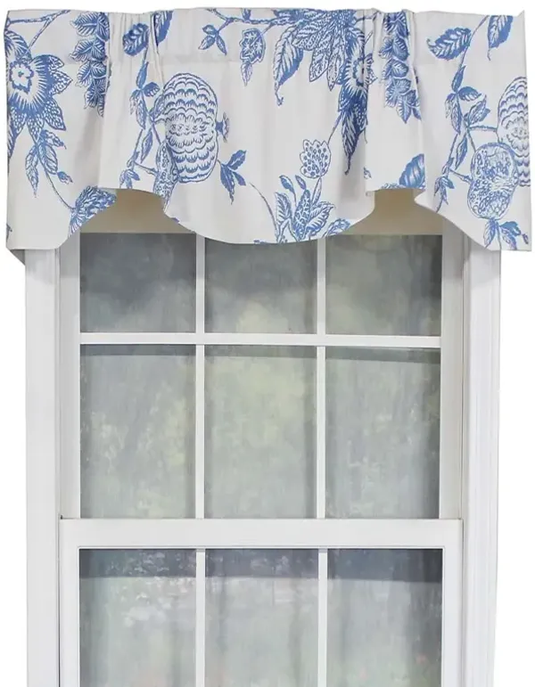 RLF Home Natalie Bell Floral Print Extra Wide Window Treatment Valance 3" Rod Pocket 65" x 16" Cyan Blue