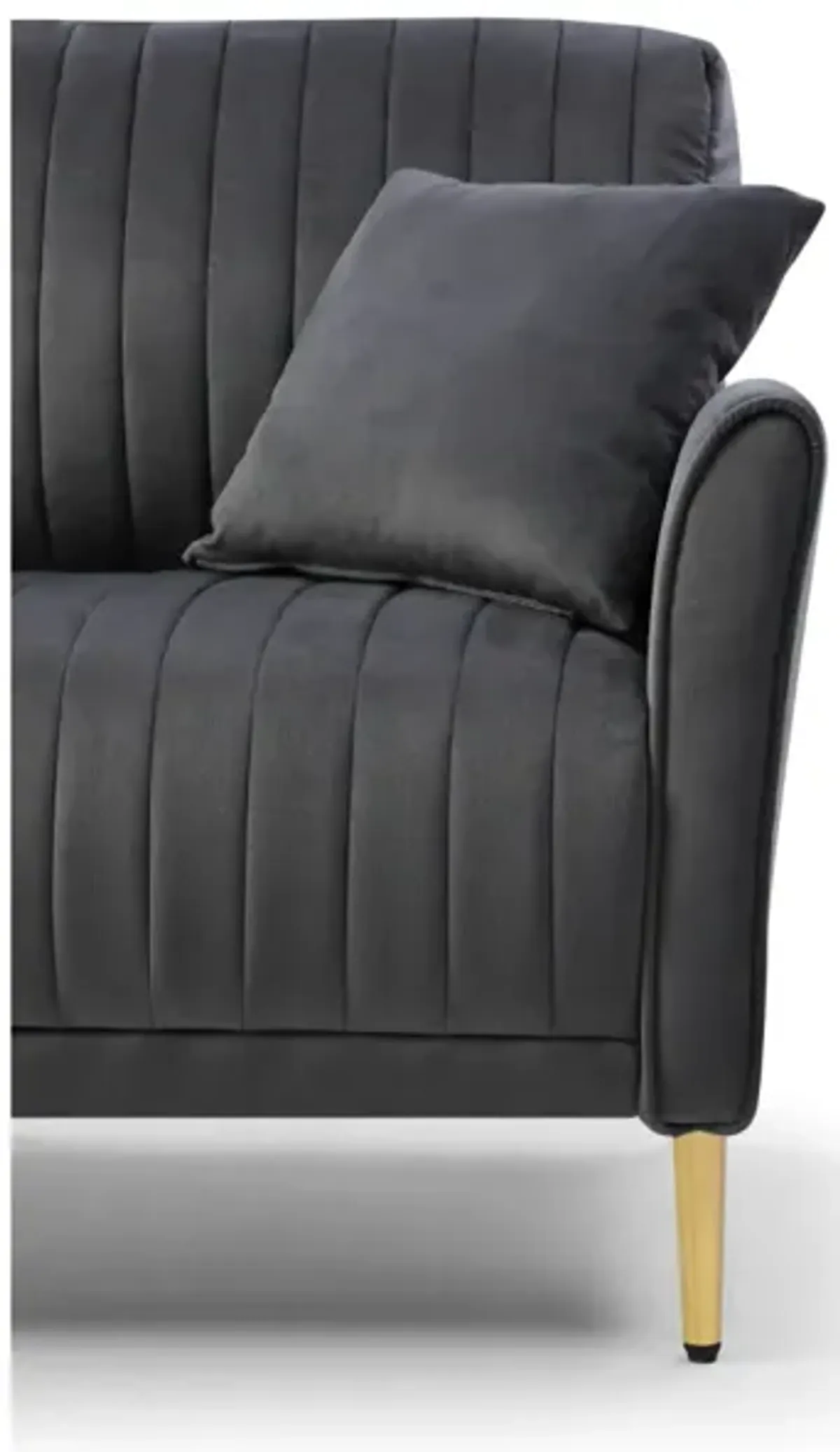 Mid-Century Tufted 3-Seat Sofa with Pillows, Black