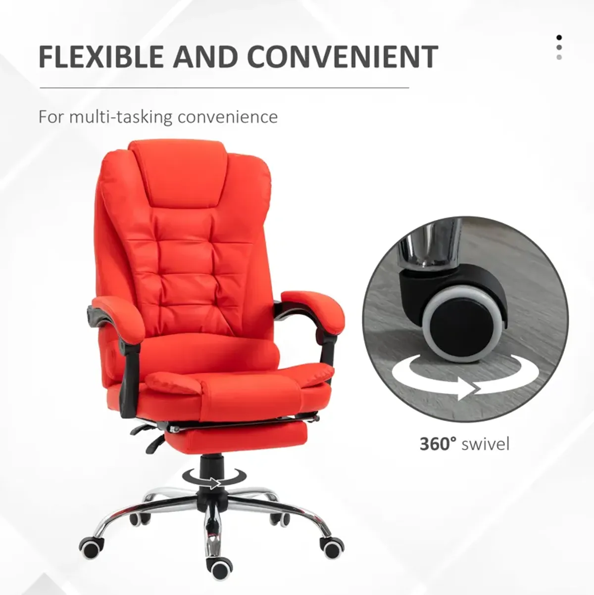 Red Executive Chair: High Back PU Leather Office Chair with Footrest