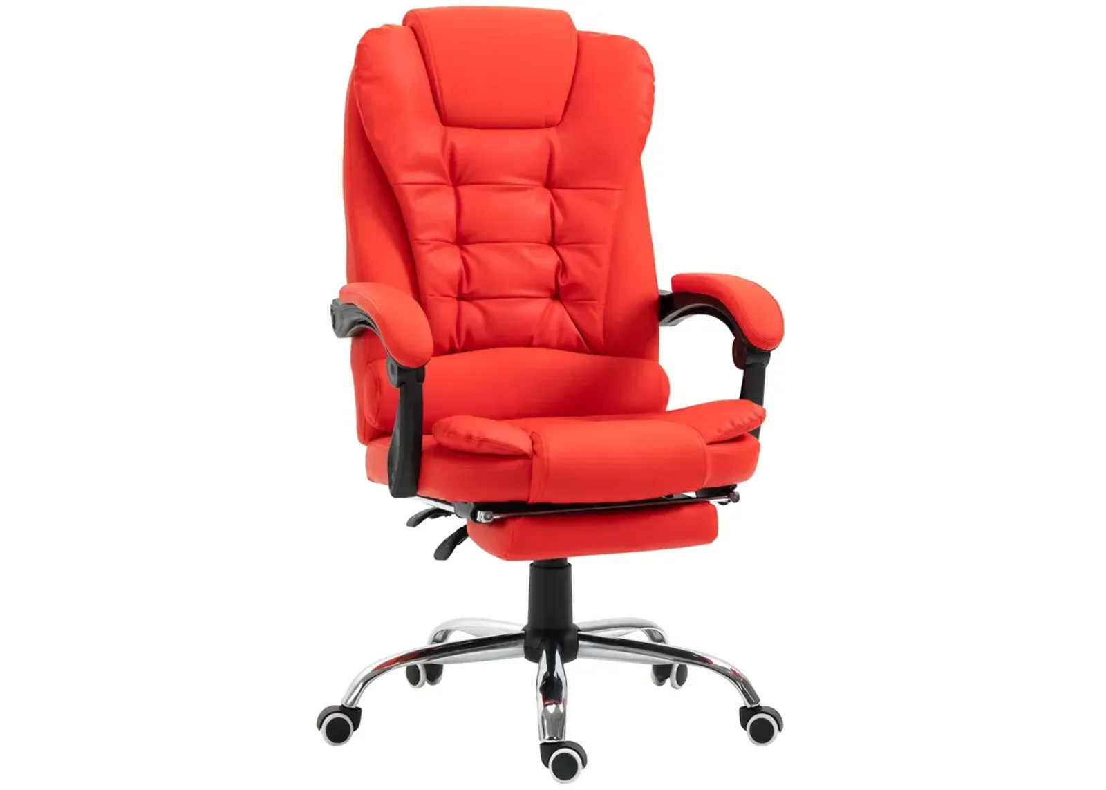 Red Executive Chair: High Back PU Leather Office Chair with Footrest