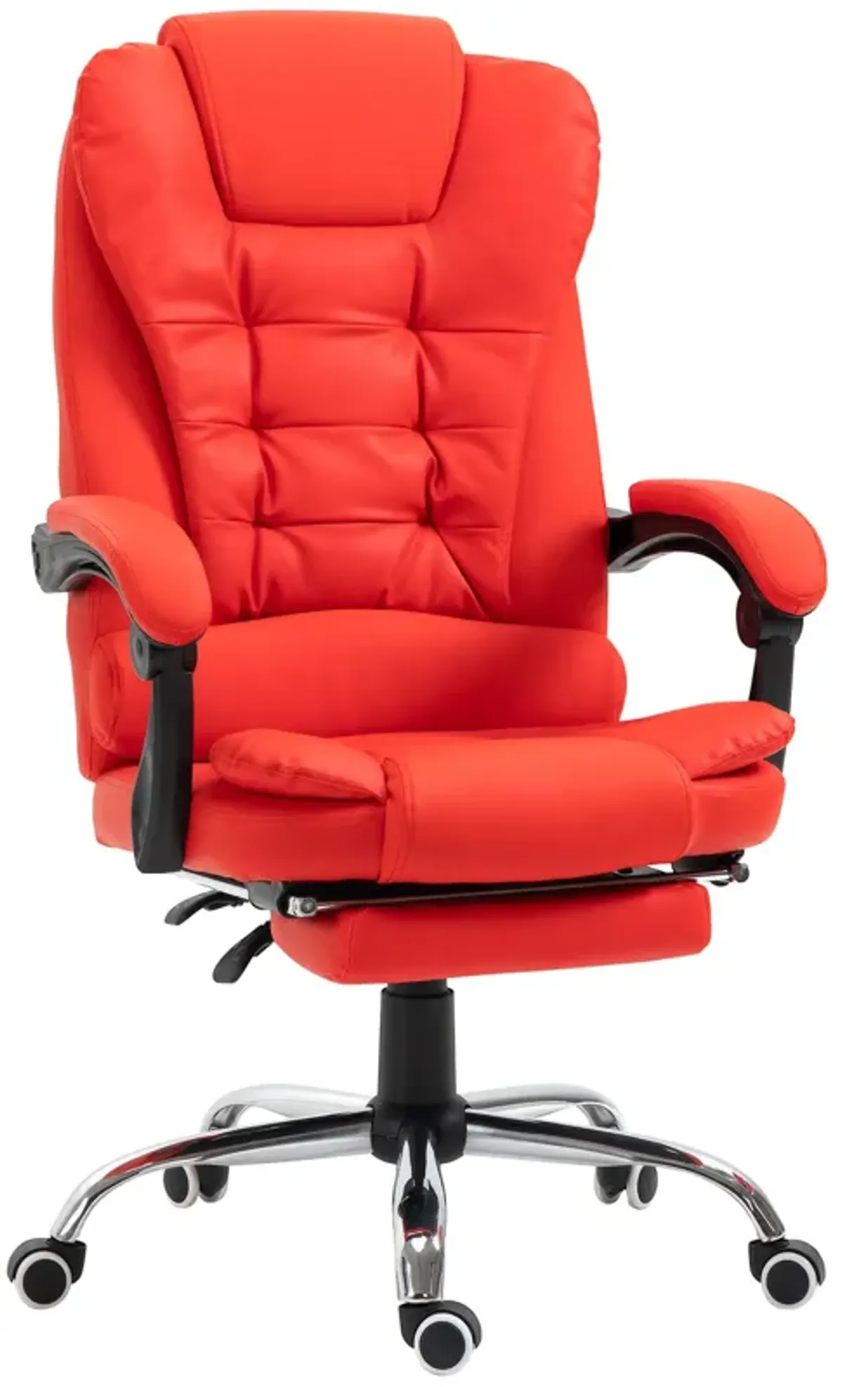 Red Executive Chair: High Back PU Leather Office Chair with Footrest