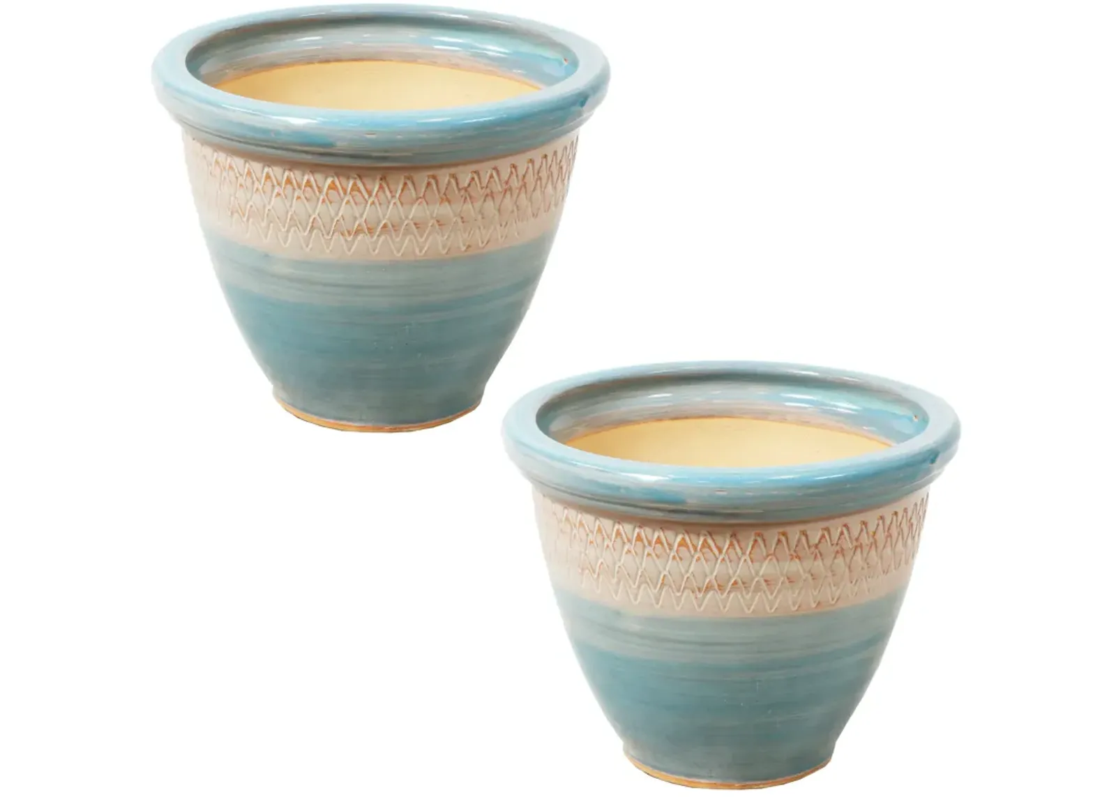 Sunnydaze Purlieu Ceramic Planter - 12" - Set of 2