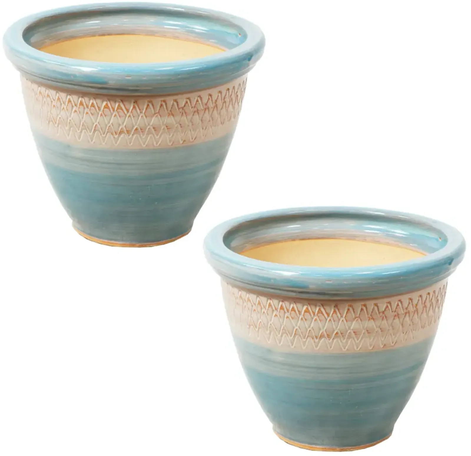 Sunnydaze Purlieu Ceramic Planter - 12" - Set of 2