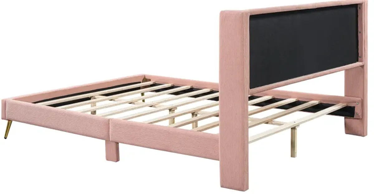 Merax Corduroy Platform Bed with Metal Legs