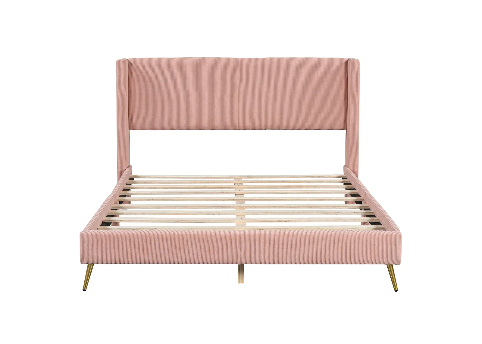 Merax Corduroy Platform Bed with Metal Legs