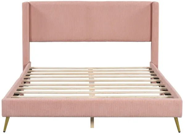 Merax Corduroy Platform Bed with Metal Legs