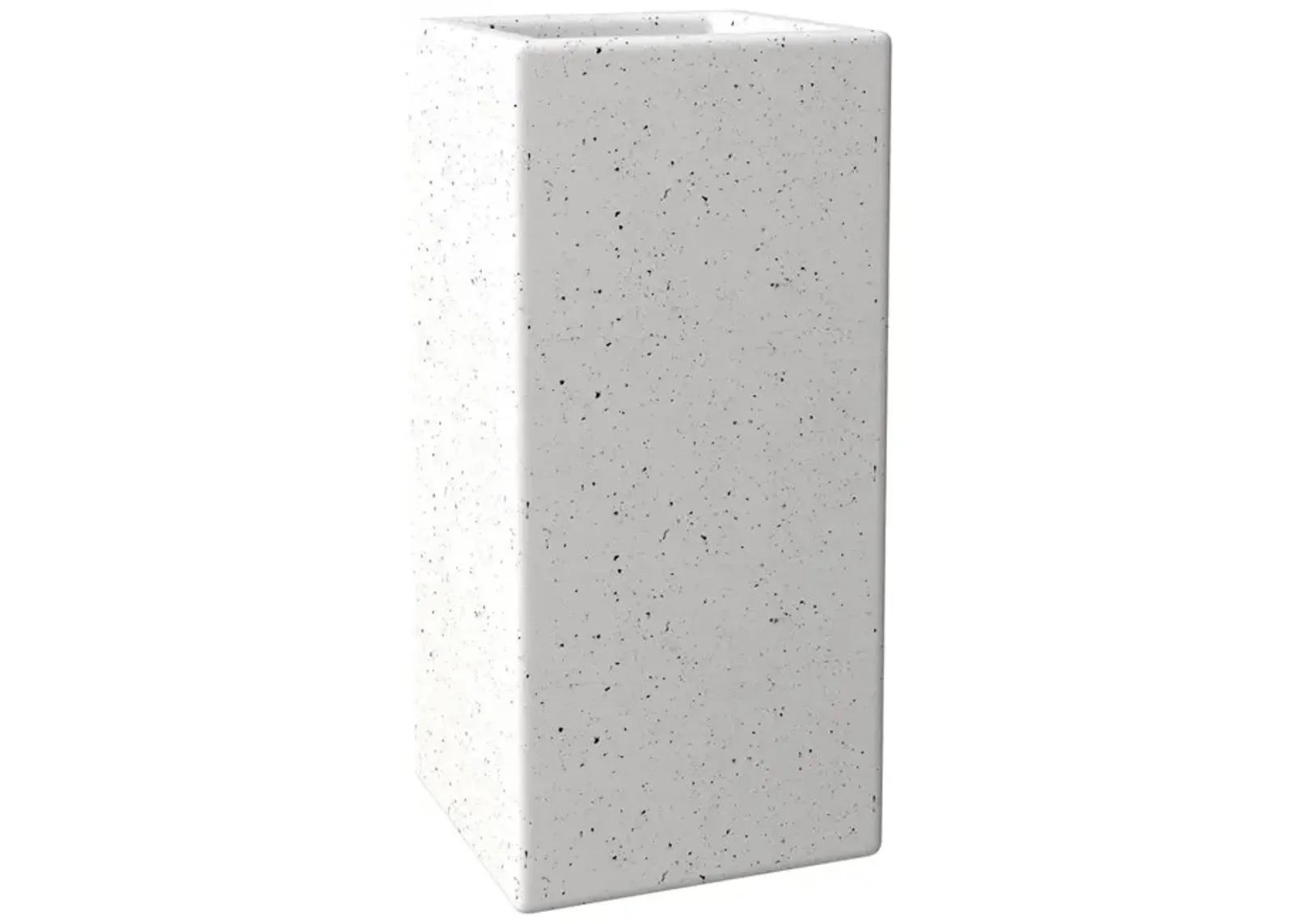 LeisureMod Terra Series Poly Stone Planter in Dotted White 13 x 13 27.6 High