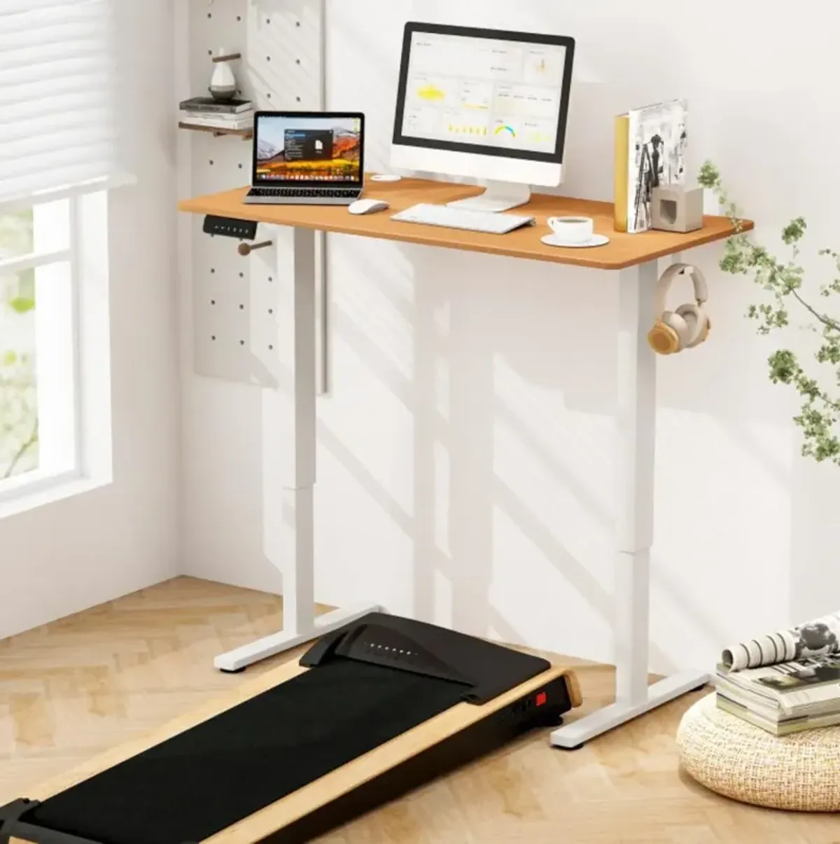 Hivvago Electric Standing Desk with 3 Memory Height Settings and 2 Hanging Hooks & Cable Management