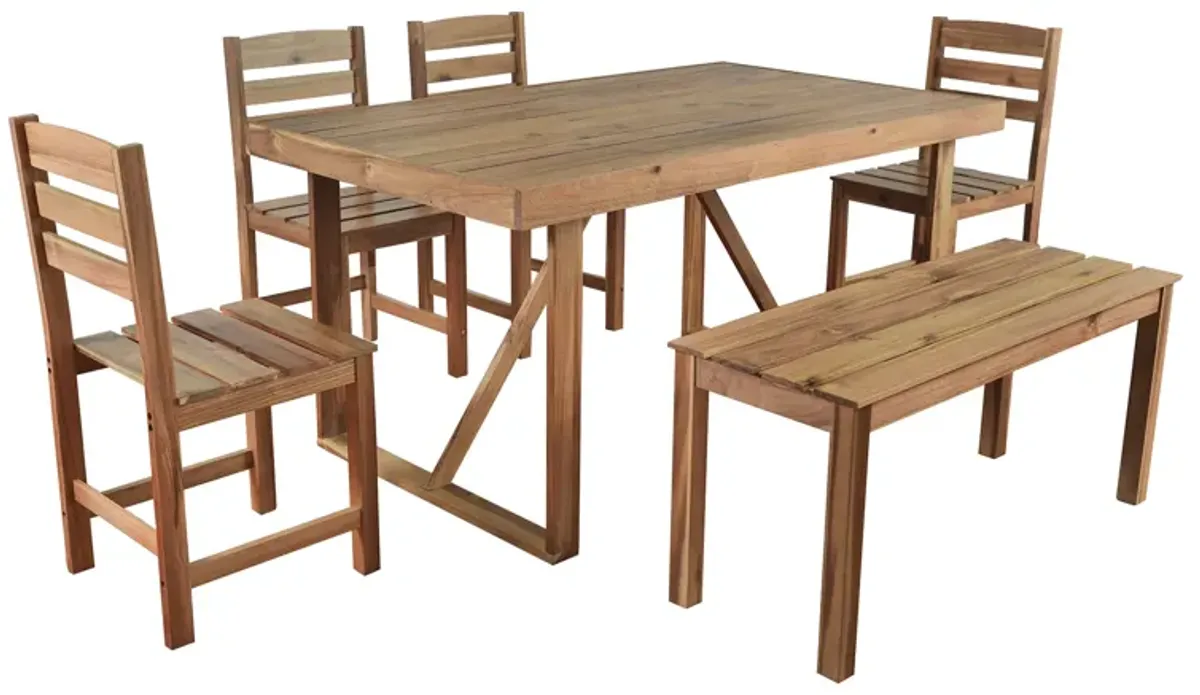 Merax Vintage Acacia Wood Outdoor Table and Chair Set