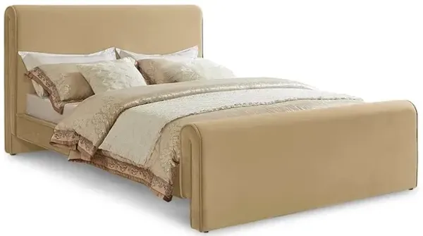 Meridian Furniture Sloan Camel Velvet Queen Bed