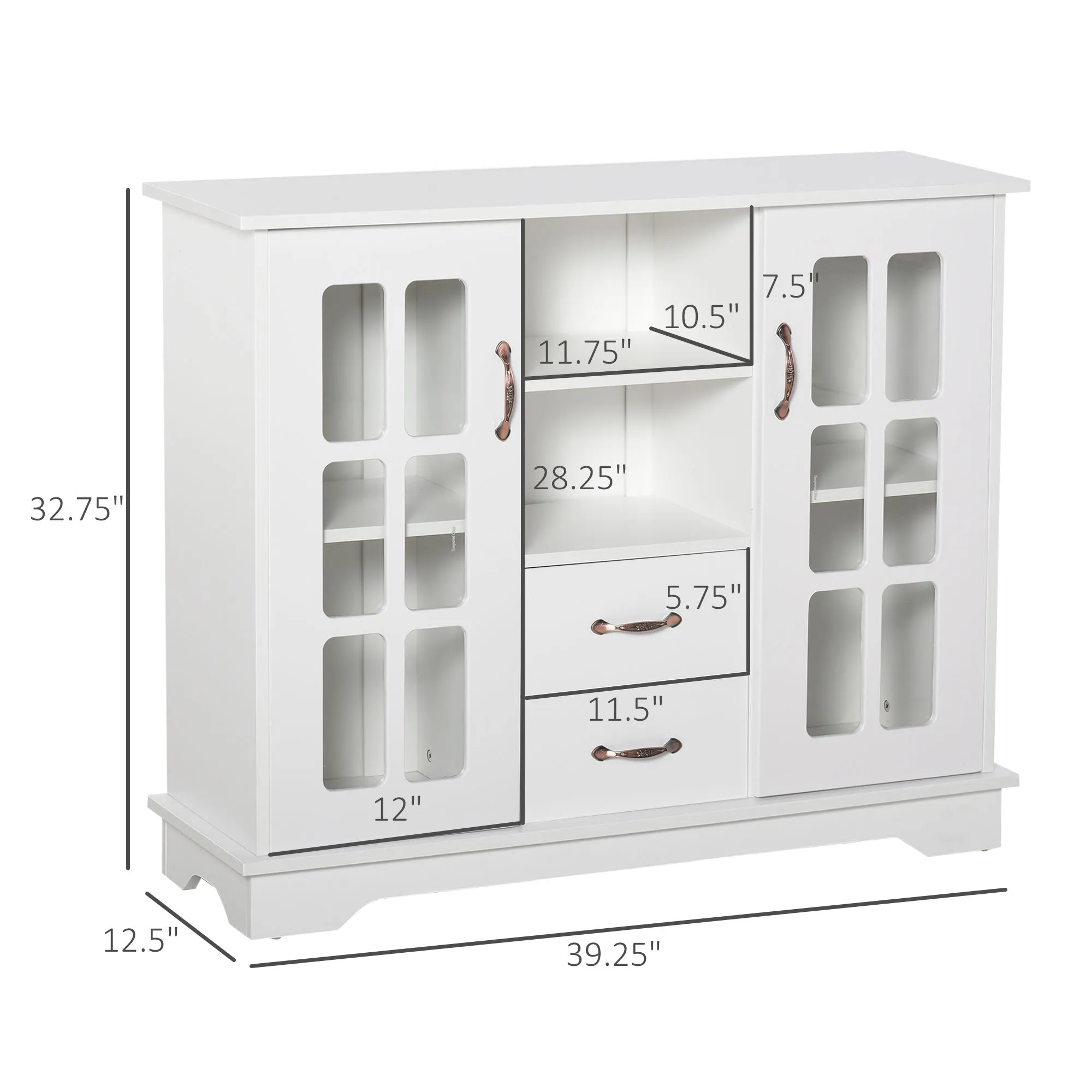 White Modern Storage: Sideboard Cabinet with Glass Door for Kitchen