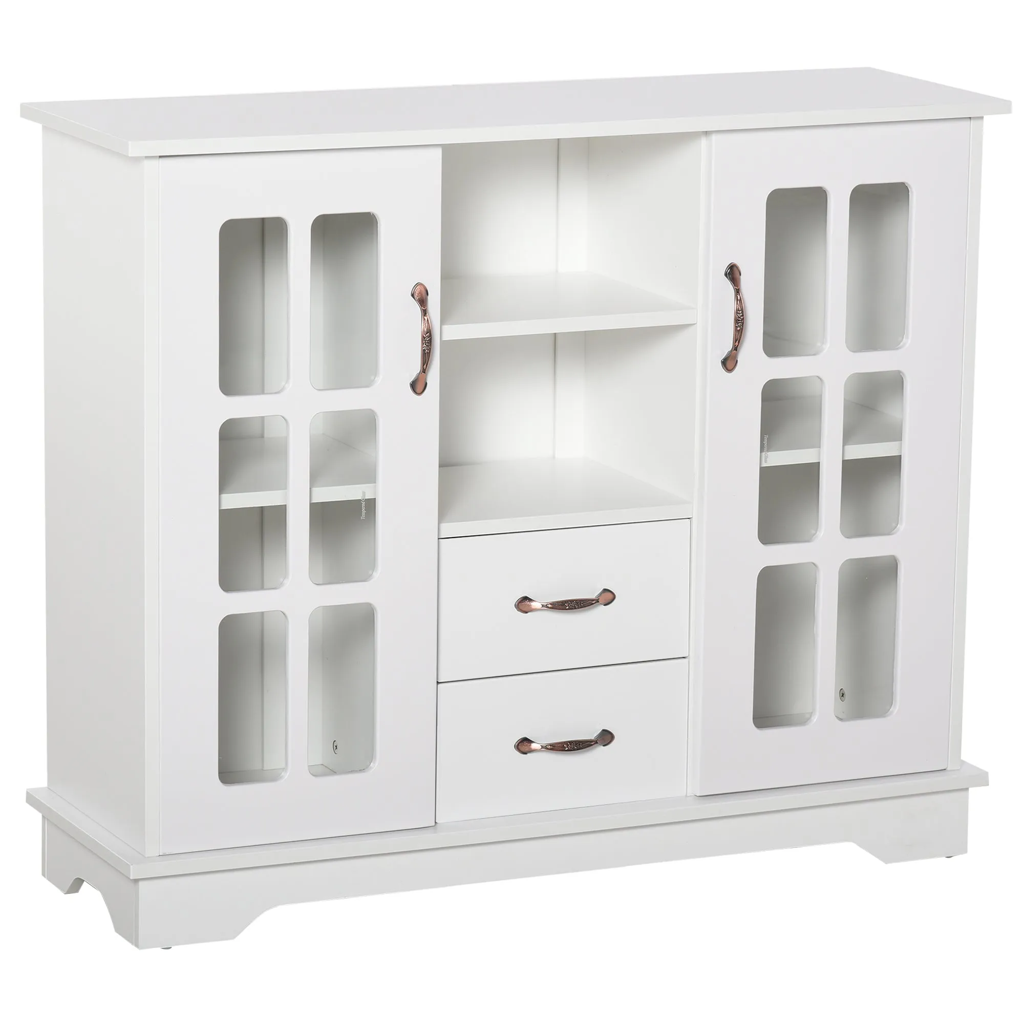 White Modern Storage: Sideboard Cabinet with Glass Door for Kitchen