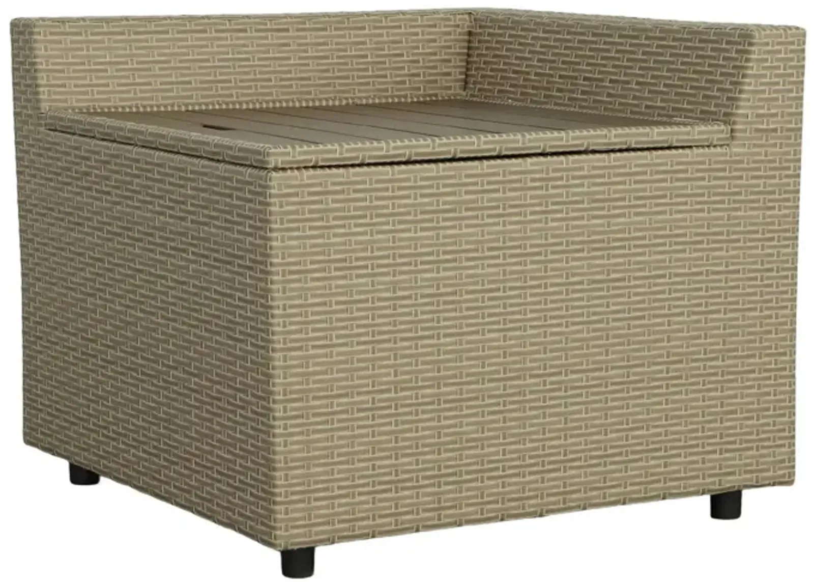 Resin Wicker Outdoor Corner Table with Storage - 35" - Brown