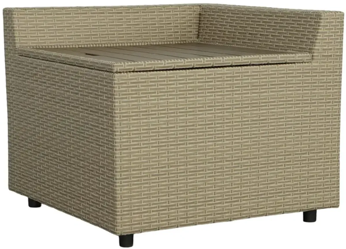 Resin Wicker Outdoor Corner Table with Storage - 35" - Brown