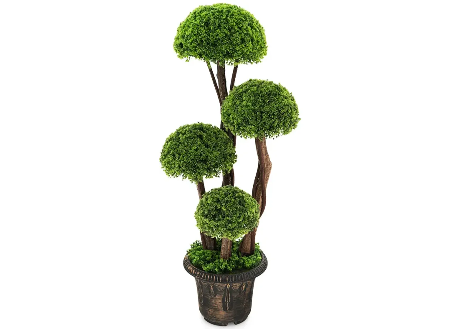 3 Feet Decorative Artificial Cedar Topiary Tree with Rattan Trunk