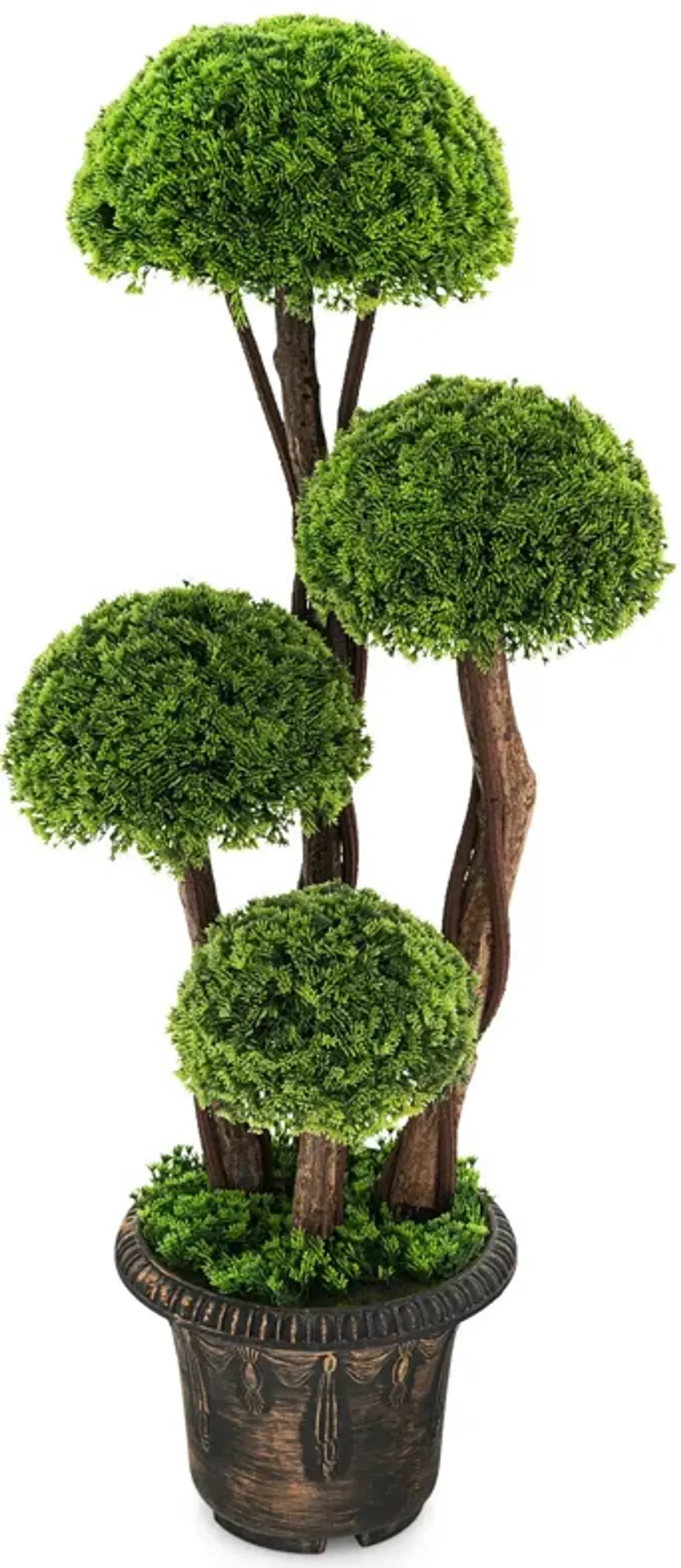 3 Feet Decorative Artificial Cedar Topiary Tree with Rattan Trunk