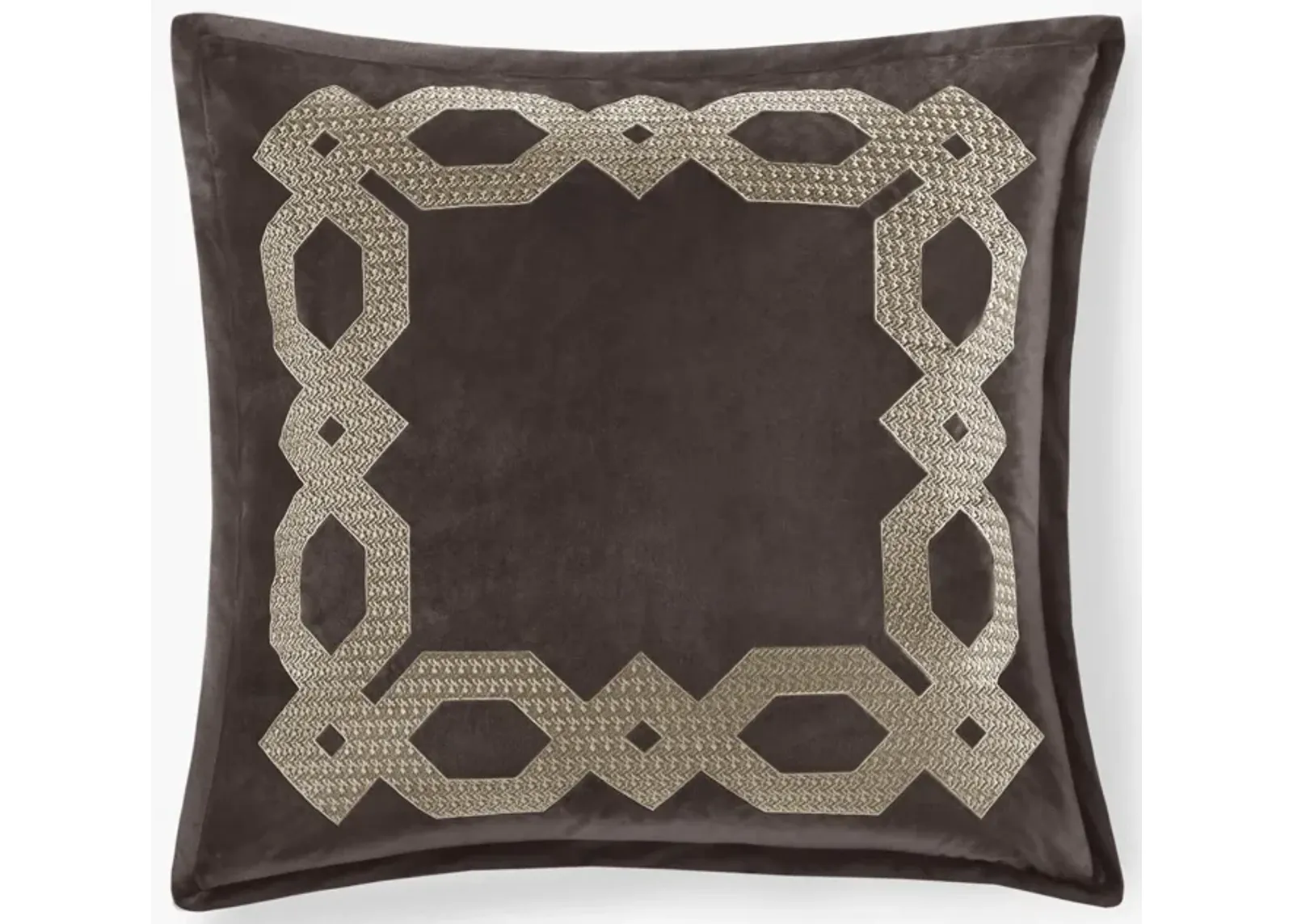 Gracie Mills Mallor Geometric Embroidered Velvet European Pillow Sham