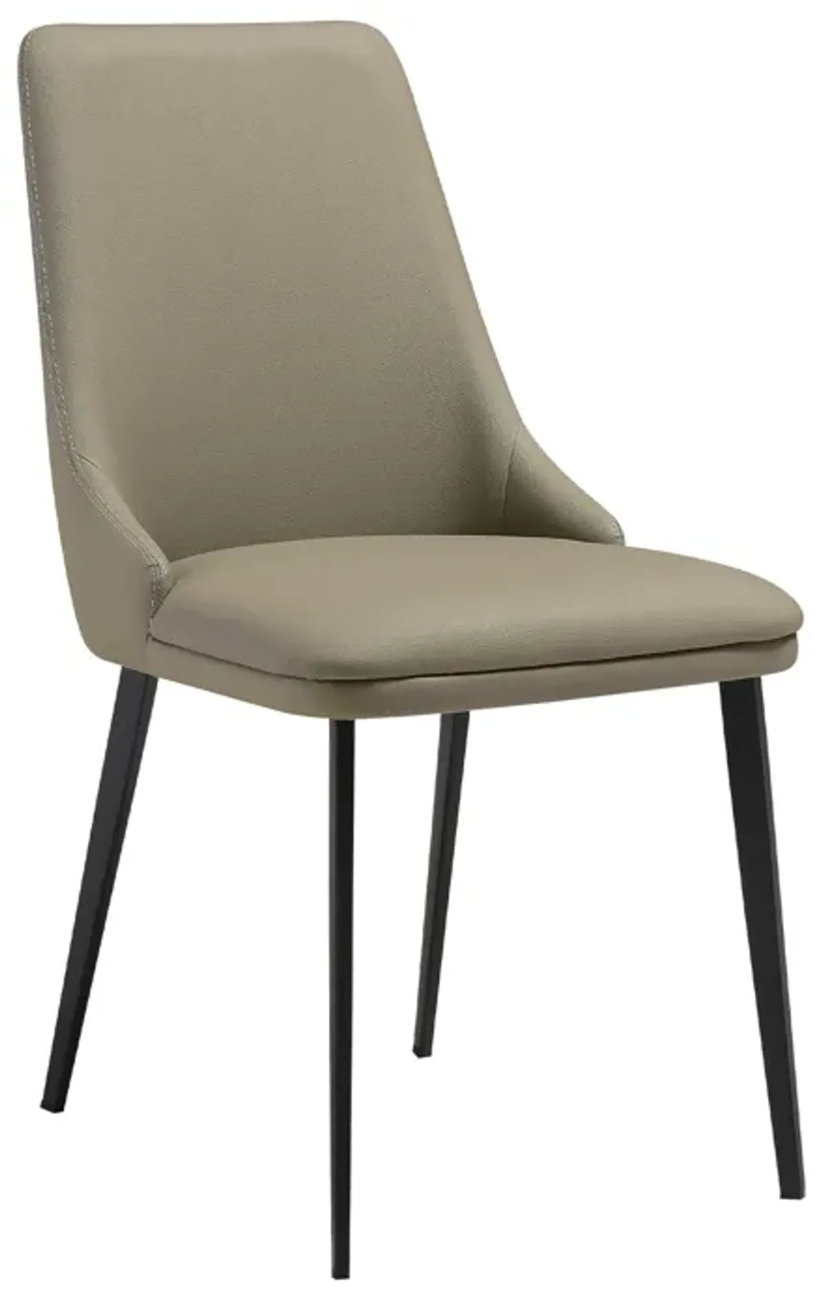 Lia 23 Inch Dining Chair Set of 2, Taupe Gray Faux Leather, Black Legs - Benzara