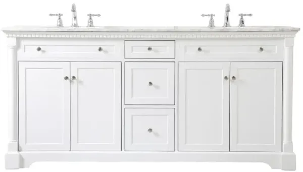 Elegant Kitchen and Bath 72 inch double bathroom vanity in White
