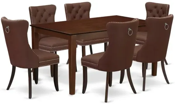 7 Piece Kitchen Table & Chairs Set Consists of a Rectangle Dining Table