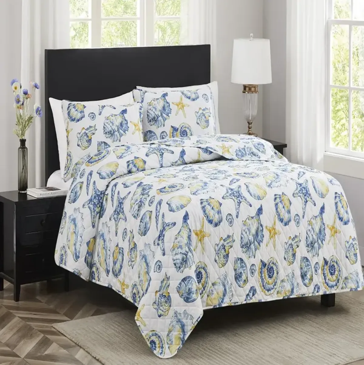 RT Designers Collection Melrose Sunshell 3-Pieces Elegant Stitched Quilt Set OB King Multicolor