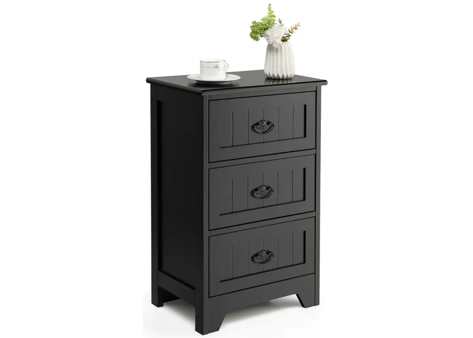 3-Drawer End Storage Wood Side Nightstand