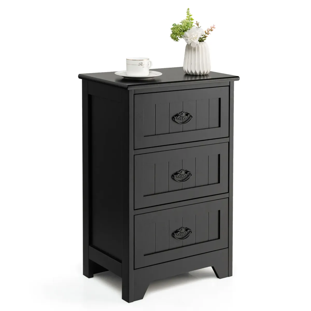 3-Drawer End Storage Wood Side Nightstand