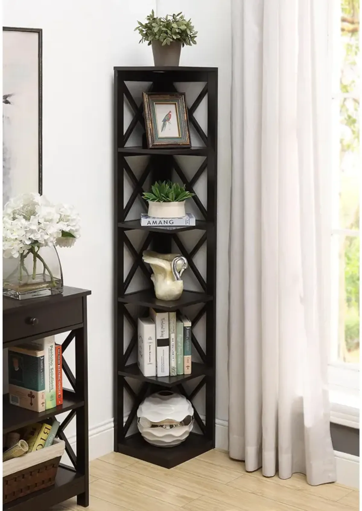 Convenience Concepts Oxford 5 Tier Corner Bookcase, Espresso