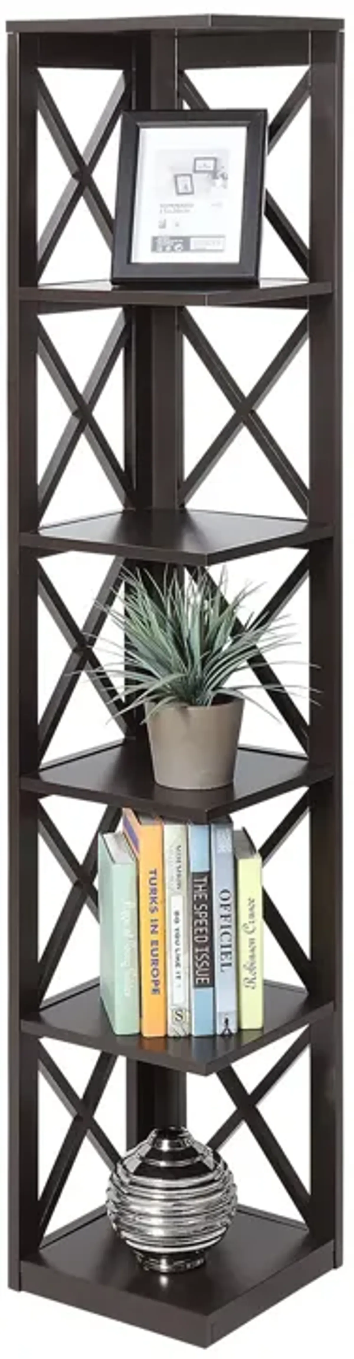 Convenience Concepts Oxford 5 Tier Corner Bookcase, Espresso